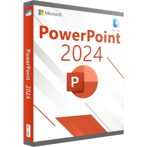 Verpackung der Microsoft PowerPoint 2024 Software für Mac, Präsentationsprogramm