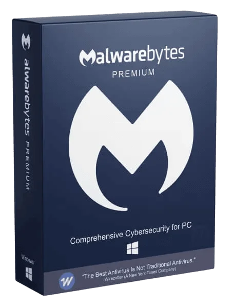 Box der Malwarebytes Premium Cybersicherheitssoftware für PC
