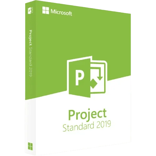 Verpackung der Microsoft Project Standard 2019 Software in Grün