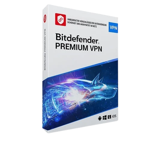 Bitdefender Premium VPN Software Verpackung mit digitalem Wo