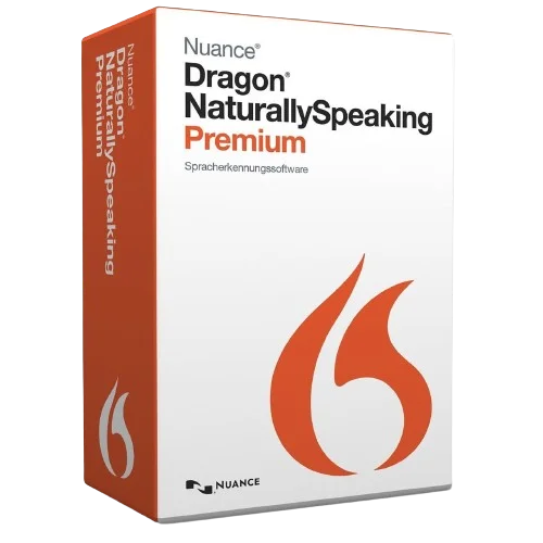Verpackung der Nuance Dragon NaturallySpeaking Premium Spracherkennungssoftware