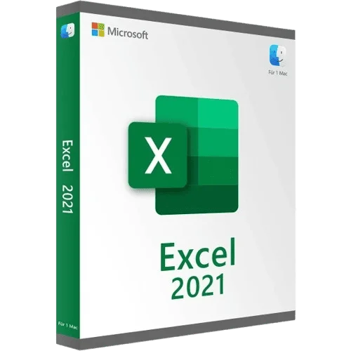 Microsoft Excel 2021 für Mac, Verpackung der Software in 3D-Ansicht